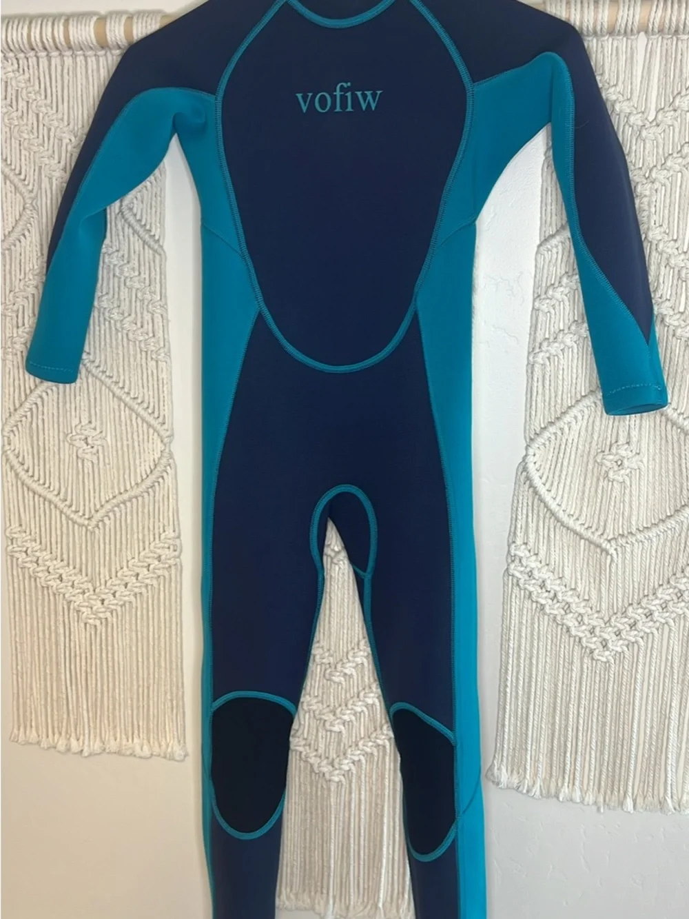 Navy and Teal Full-Body Wetsuit with 'vofiw' Logo